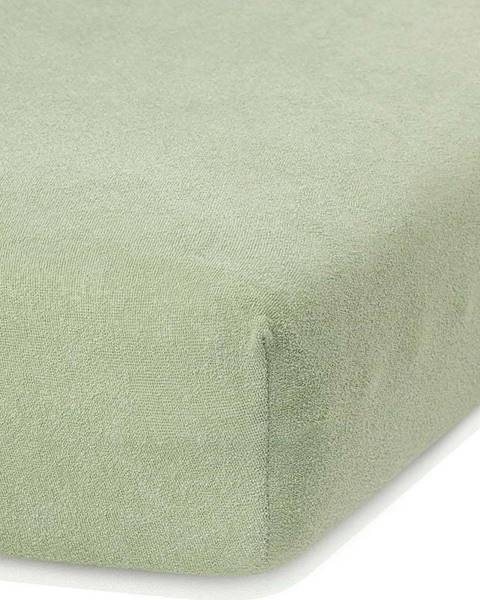 AmeliaHome Olivově zelené elastické prostěradlo s vysokým podílem bavlny AmeliaHome Ruby, 120/140 x 200 cm