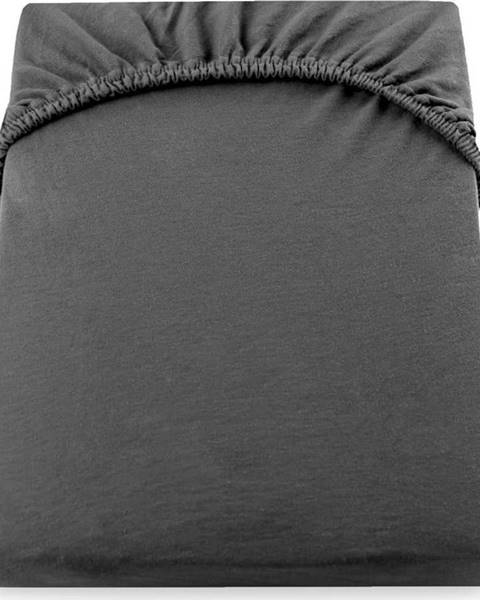 DecoKing Tmavě šedé elastické džersejové prostěradlo DecoKing Amber Collection, 180 až 200 x 200 cm