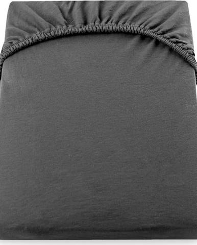Tmavě šedé elastické džersejové prostěradlo DecoKing Amber Collection, 180 až 200 x 200 cm