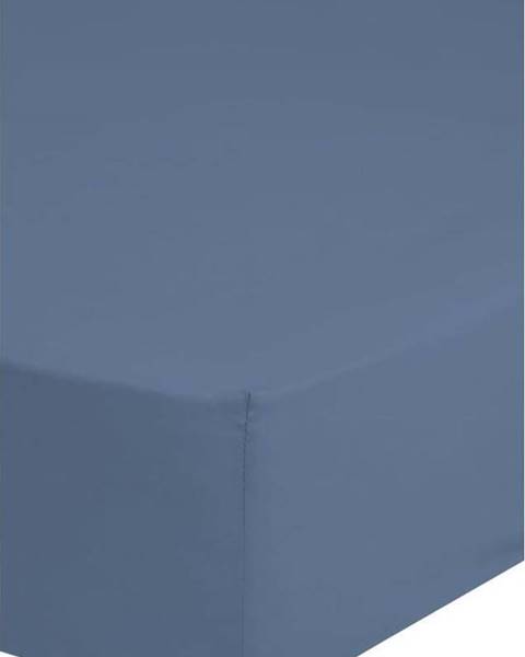 HIP Modré elastické prostěradlo z bavlněného saténu HIP, 180 x 200 cm