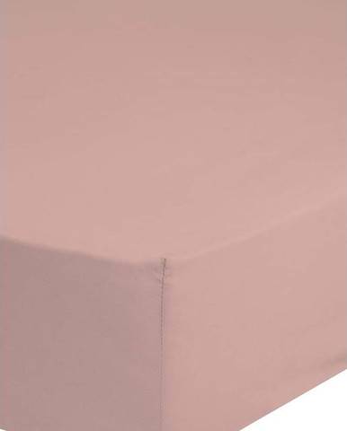 Růžové elastické prostěradlo z bavlněného saténu HIP, 140 x 200 cm