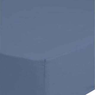 Modré elastické prostěradlo z bavlněného saténu HIP, 180 x 200 cm