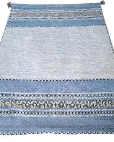 Modro-šedý bavlněný koberec Webtappeti Antique Kilim, 60 x 240 cm