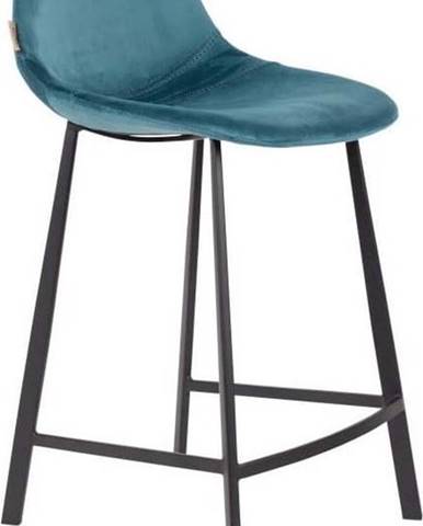 Sada 2 petrolejově modrých barových židlí se sametovým potahem Dutchbone, výška 91 cm
