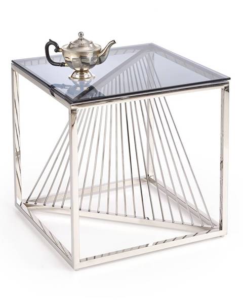 Smartshop Konferenční stolek INFINITY KWADRAT, kouřové sklo/stříbrná