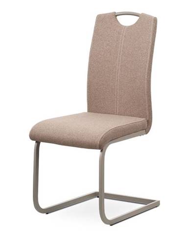 Jídelní židle - krémová látka, kovová podnož, lanýžový matný lak DCL-612 CRM2