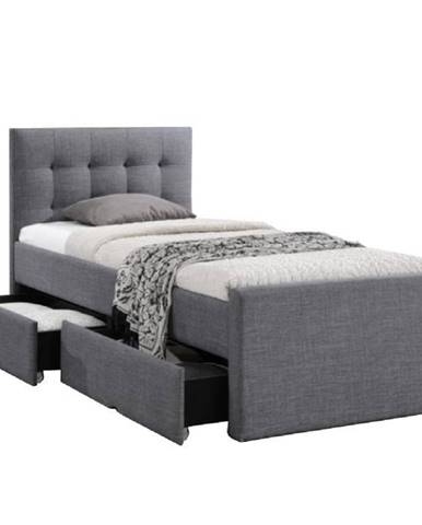 Moderní postel, šedá, 90x200, VISKA NEW