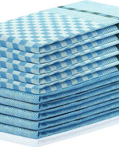 Sada 10 modrých bavlněných utěrek DecoKing Louie, 50 x 70 cm