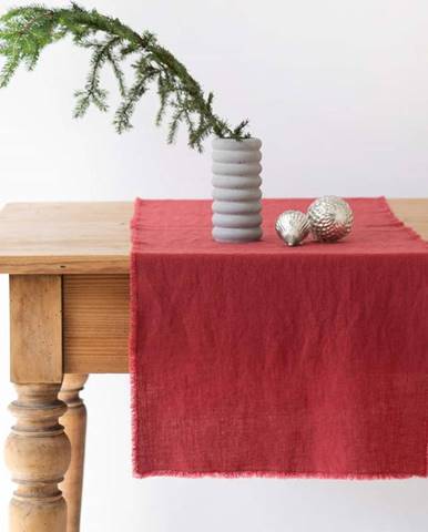 Červený lněný běhoun na stůl Linen Tales Classic, 40 x 150 cm