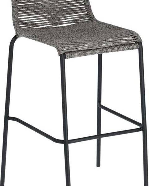 La Forma Šedá barová židle s ocelovou konstrukcí Kave Home Glenville, výška 74 cm