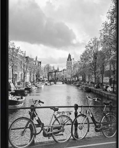 Plakát v rámu Artgeist Bicycles Against Canal, 30 x 45 cm
