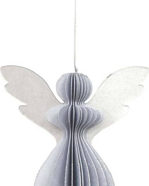 Only Natural Papírová vánoční ozdoba ve tvaru anděla ve stříbrné barvě Only Natural, 12,5 x 7,5 cm