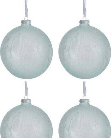 Sada 4 bílo-modrých skleněných vánočních ozdob J-Line Xmas, ø 12 cm
