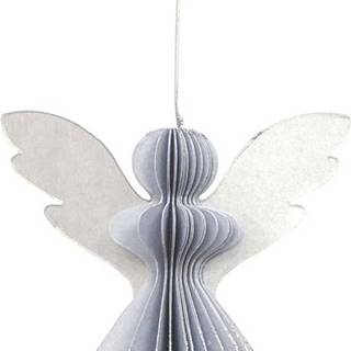 Papírová vánoční ozdoba ve tvaru anděla ve stříbrné barvě Only Natural, 12,5 x 7,5 cm