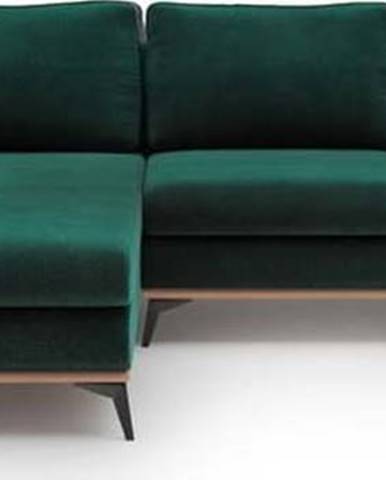 Lahvově zelená rozkládací rohová pohovka se sametovým potahem Windsor & Co Sofas Astre, levý roh