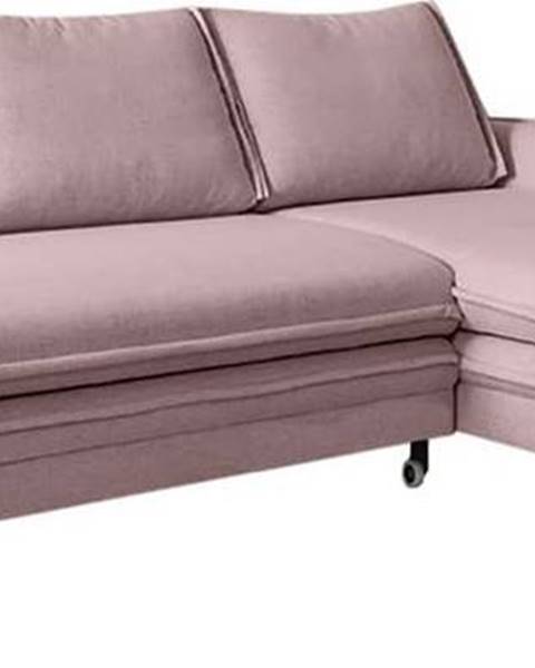 Miuform Pudrově růžová rozkládací rohová pohovka Miuform Charming Charlie, pravý roh