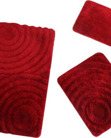 Set 3 červených koupelnových předložek Chilai Home by Alessia Wave