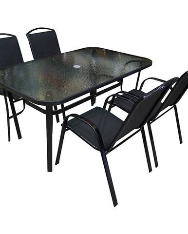 Sada sklenený stůl s otvorem + 4 židle Himalaya