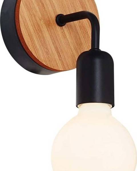 Homemania Decor Černé nástěnné svítidlo s dřevěným detailem Homemania Decor Valetta