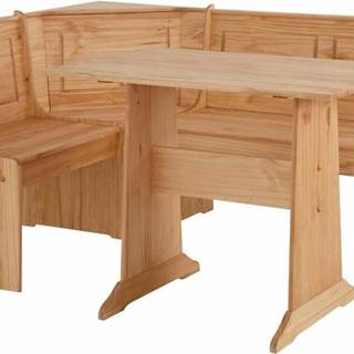 Set rohové lavice a jídelního stolu z masivního borovicového dřeva Støraa Samantha