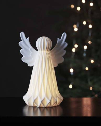 Bílá keramická vánoční světelná LED dekorace Star Trading Vinter, výška 23 cm
