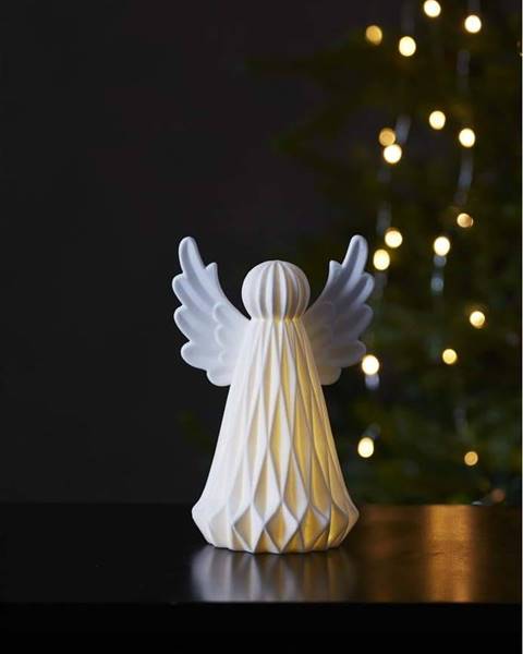 Star Trading Bílá keramická vánoční světelná LED dekorace Star Trading Vinter, výška 18 cm