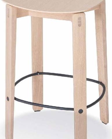 Přírodní nízká barová židle z dubového dřeva Gazzda Nora