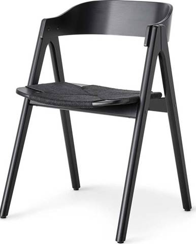 Černá jídelní židle z bukového dřeva s černým ratanovým sedákem Findahl by Hammel Mette