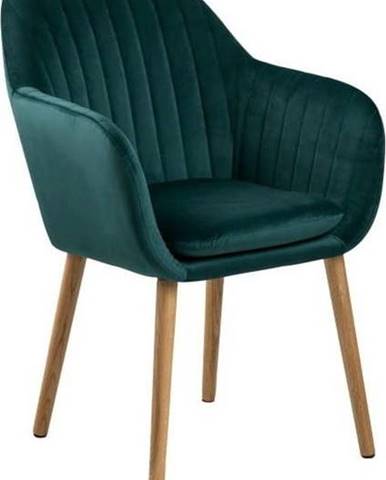 Zelená jídelní židle s dřevěným podnožím Bonami Essentials Emilia