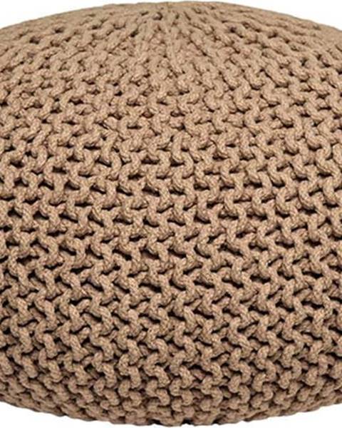 LABEL51 Béžový pletený puf LABEL51 Knitted XL, ⌀ 70 cm