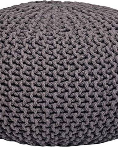 Tmavě šedý pletený puf LABEL51 Knitted XL, ⌀ 70 cm
