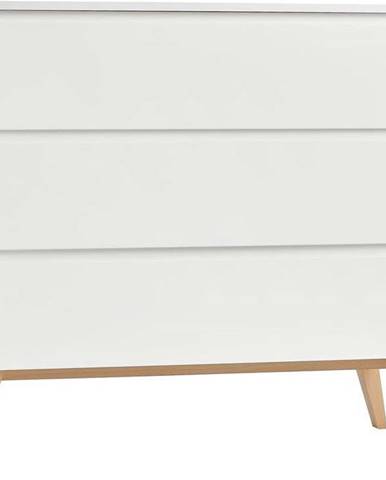 Bílá dětská komoda se zásuvkami Pinio Swing, 100 x 92 cm