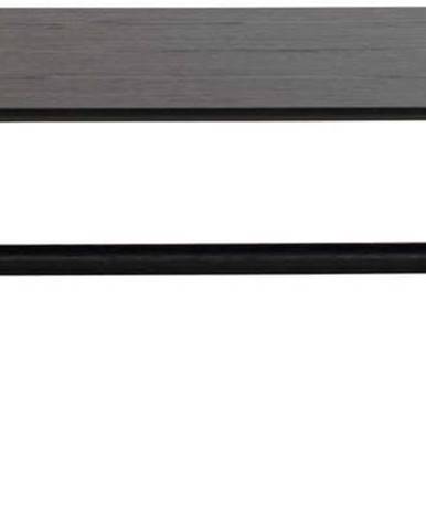 Černý oválný konferenční stolek z dubového dřeva Rowico Holton, 130 x 65 cm