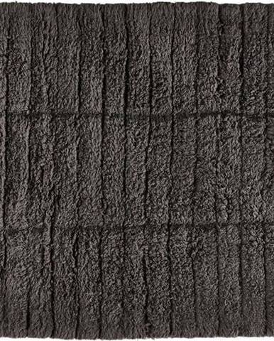Tmavě šedá bavlněná koupelnová předložka Zone Tiles, 80 x 50 cm