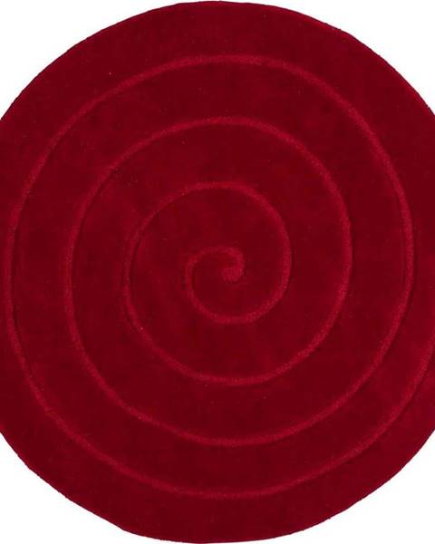 Think Rugs Rubínově červený vlněný koberec Think Rugs Spiral, ⌀ 140 cm