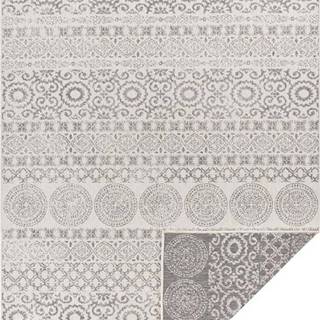 Šedo-bílý venkovní koberec Ragami Circle, 120 x 170