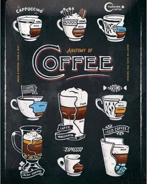 Postershop Nástěnná dekorativní cedule Postershop Anatomy of Coffee