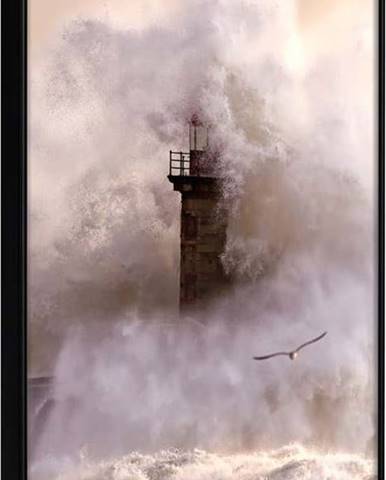 Plakát v rámu Artgeist Lighthouse During a Storm, 40 x 60 cm