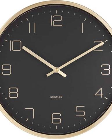 Černé nástěnné hodiny Karlsson Elegance