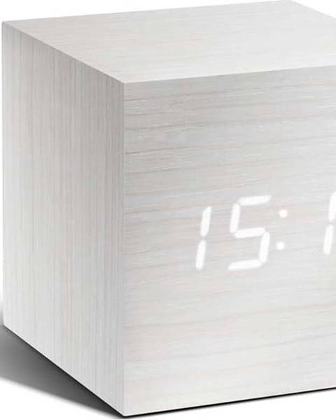 Gingko Bílý budík s bílým LED displejem Gingko Cube Click Clock