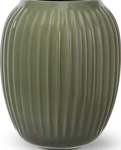 Tmavě zelená kameninová váza Kähler Design, výška 21 cm