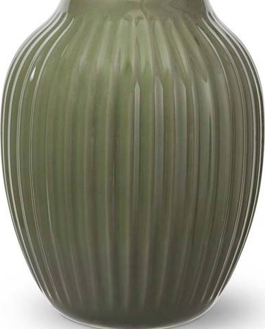 Tmavě zelená kameninová váza Kähler Design, výška 25,5 cm