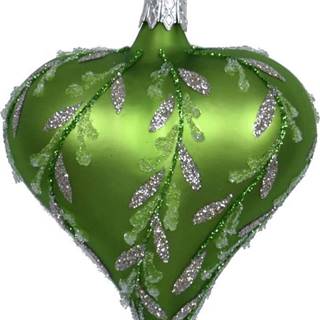 Sada 3 zelených skleněných vánočních ozdob Ego Dekor Heart