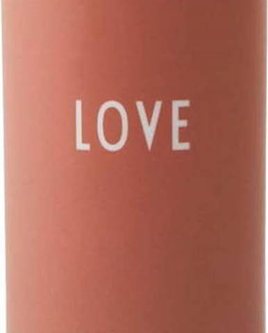 Růžová porcelánová váza Design Letters Love, výška 11 cm