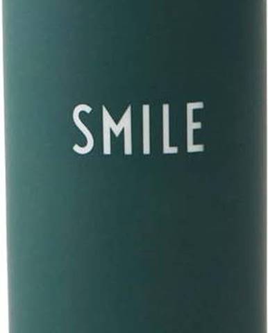 Tmavě zelená porcelánová váza Design Letters Smile, výška 11 cm