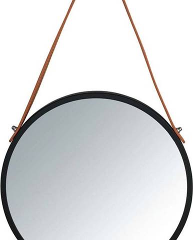 Černé závěsné zrcadlo Wenko Borrone, ø 30 cm
