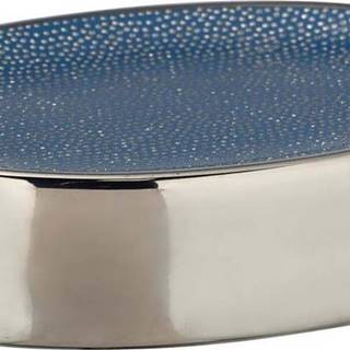 Modrá keramická mýdlenka s detailem ve stříbrné barvě Wenko Badi