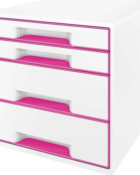 Leitz Bílo-růžový zásuvkový box Leitz WOW CUBE, 4 zásuvky