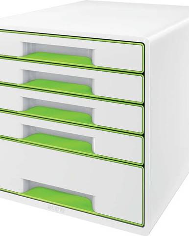 Bílo-zelený zásuvkový box Leitz WOW CUBE, 5 zásuvek