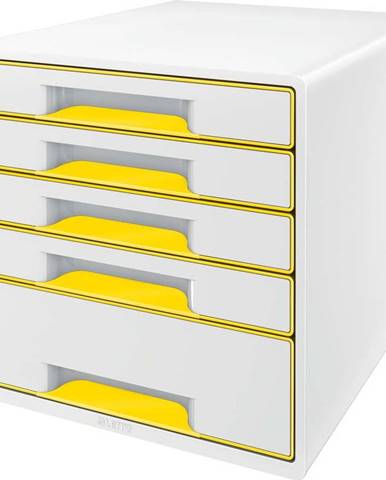 Bílo-žlutý zásuvkový box Leitz WOW CUBE, 5 zásuvek